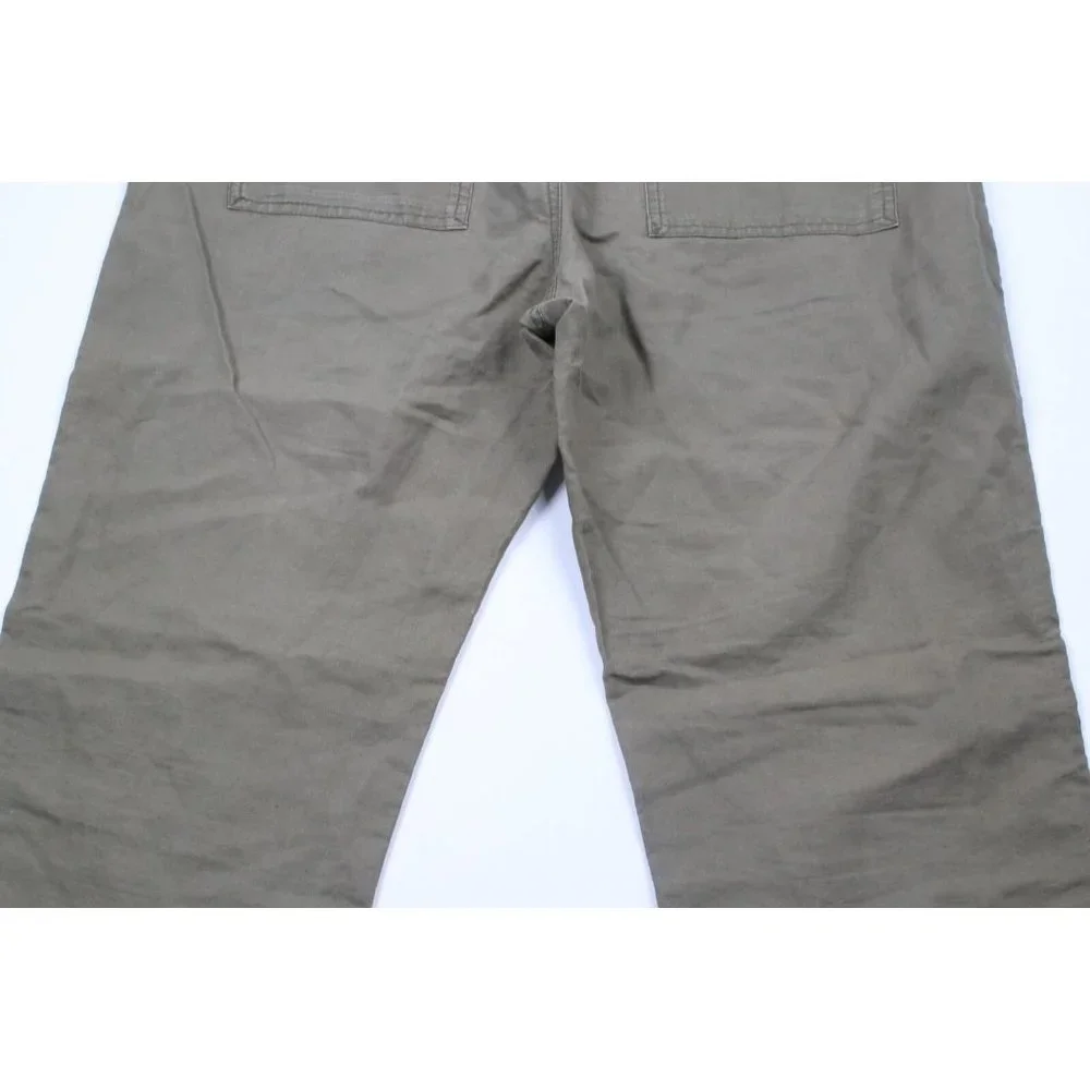 Vintage Banana Republic Mens 33x30 Flat Front Linen Wide Leg Chino Pants Olive
